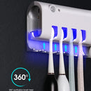 Aplicador de pasta de dente com suporte e dispensador automático de escovas de dente com esterilizador UV.